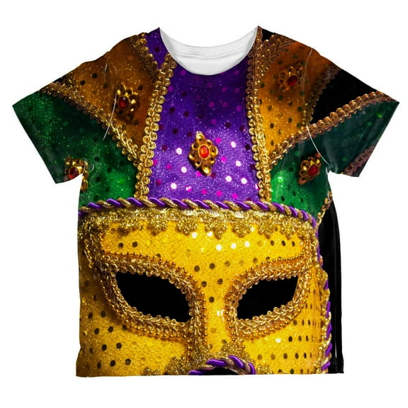 Mardi Gras Large Costume Mask All Over Toddler T Shirt Multi 2T