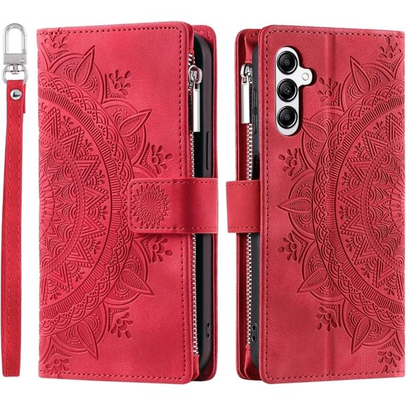 ZUKKASHAN Wallet Case for Samsung Galaxy A34 5G Flower Flip Case Protective Leather Folio Book Phone Cover with Card Slots Kickstand Zipper Pocket