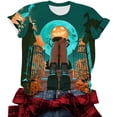 thumbnail image 4 of Craaazy Halloween Women Multicolor Round Neck Casual Short Sleeve T‑Shirt With All‑Over Halloween Graphic Print Lightweight Loose Fit Tops for Party Daily Wear, 4 of 7