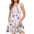 thumbnail image 4 of Hyknon Robes d'Été pour Femmes Mode Col Rond Sans Manches Douces Confortables Robes d'Été Imprimées de Pâques Amples Grande Taille Robes Midi Fluides, 4 of 5