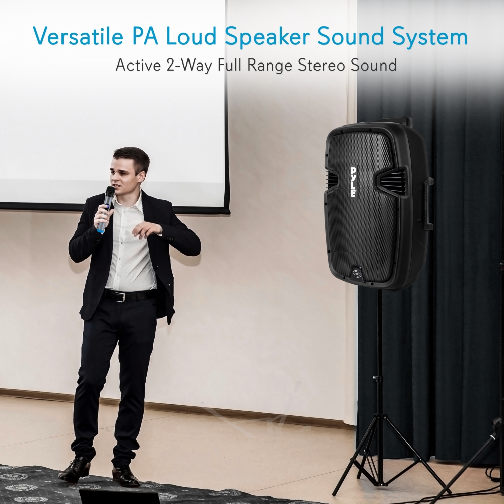 Pyle Portable Bluetooth PA Loud Speaker Versatile Karaoke System w/Wireless Mics - image 2 of 7