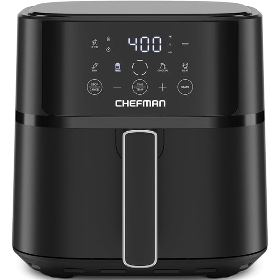 Chefman 6 Qt Compact Digital Touch Air Fryer w/ Hi-Fry & Shake Reminder - Black