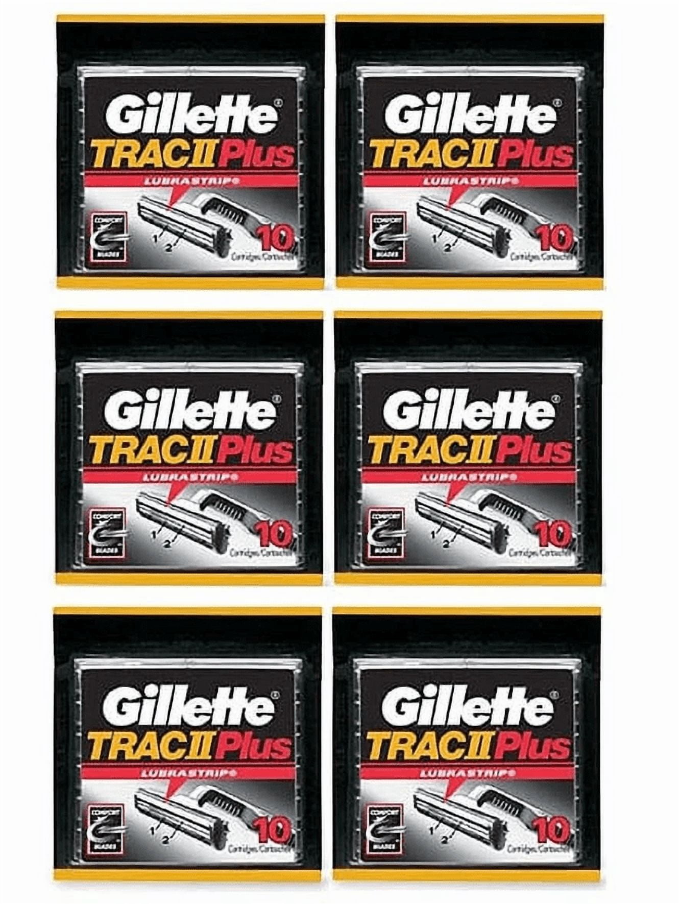Gillette Trac II Plus Refill Razor Blades 10 ct. (Pack of 6)
