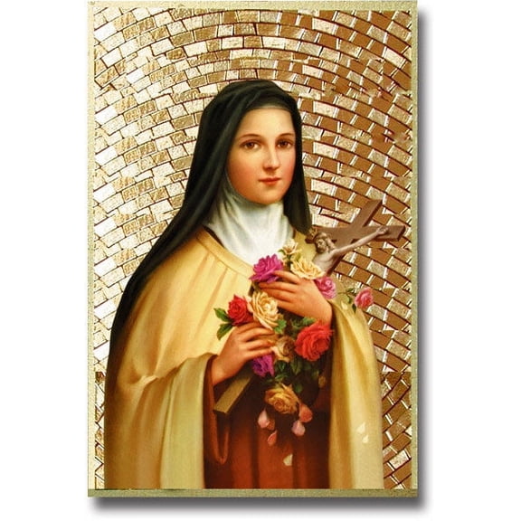Hirten St. Therese Gold Foil Mosaic Plaque Wall Art Décor, Small