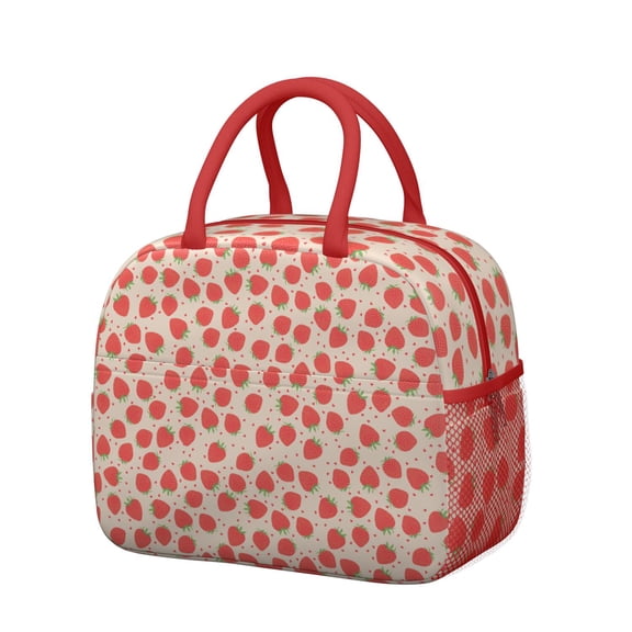 Lunch Bag Lunch Box for Women Reusable Insulated Lunch Bags,Water-Resistant Fruits Strawberry Pattern Cooler Lunch Tote Bag, Large Capacity for Work Travel Picnic