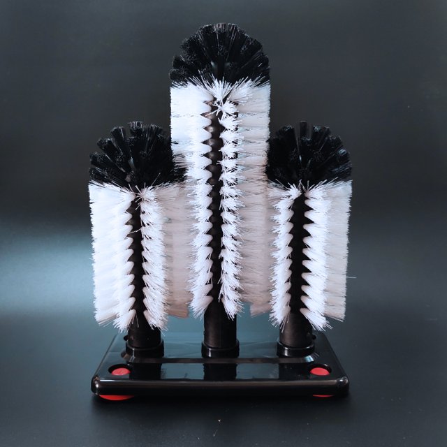Cepillo para lavar vasos, con ventosa, gastronomía, fiestas y bar, cepillo para botellas, HLP: 26,5 x 18,5 x 9,5 cm, blanco/negro