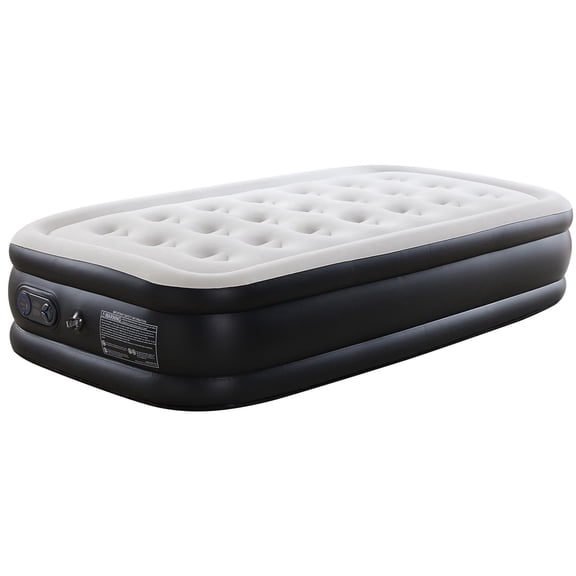 SHOUFTW 18"H Twin Air Mattress, Low Noise Blow Up Guest Mattress with Built in Pump, 600LBS Weight Capacity for Camping, Home
