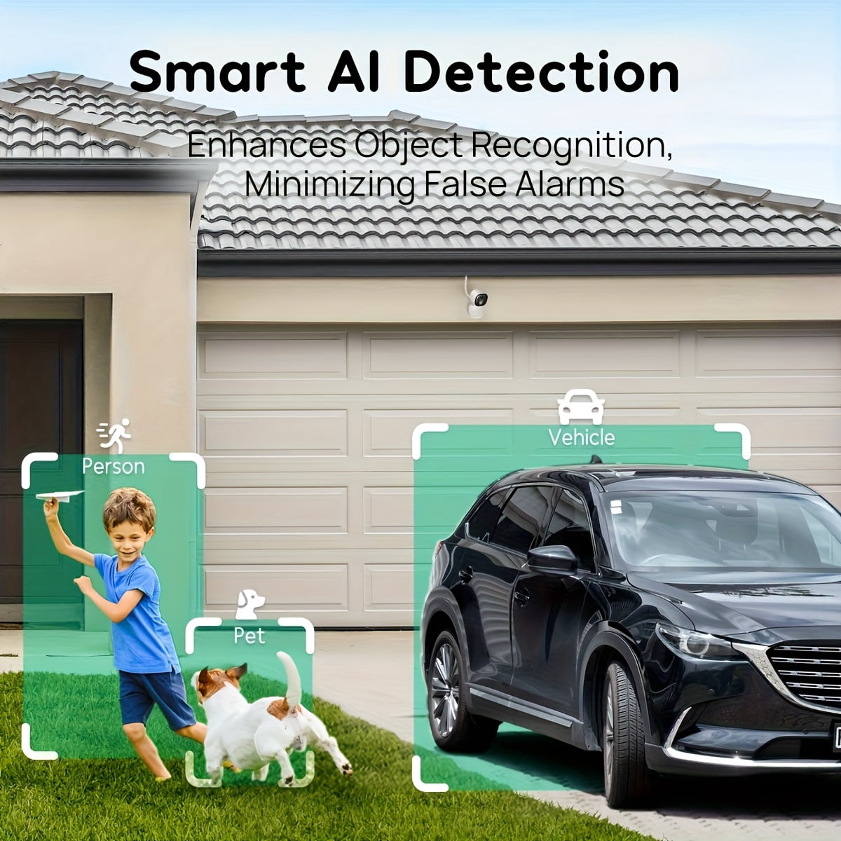 Wired 2K Wi-Fi Security Camera with Color Night Vision, AI Human/Pet Detection, Two-Way Audio, Cloud & 128G SD Card Storage for Indoor Home Use