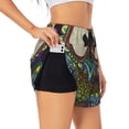 thumbnail image 2 of Disketp Boho Owl Print Women's Shorts Workout Shorts for Athletic Gym Running Shorts with Phone Pockets Small, 2 of 8