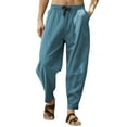 thumbnail image 1 of Blue Mens Cargo Pants Relaxed Fit, Linen Compression Pants Men, Mens Pants Cargo, Men Spring And Summer Pant Casual All Match Solid Color Loose Trouser Fashion Beach Pant, 1 of 7