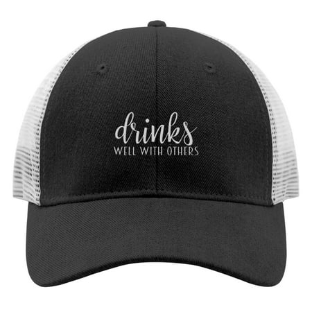 Baseball Hat drinks well with others Embroidery Dad Caps for Men Casual Adjustable for Fishing Snapbacks AllBlack One Size