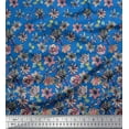 thumbnail image 2 of Soimoi Blue Cotton Voile Fabric Leaves & Artistic Pink Floral Panel Print Fabric by The Yard 42 Inch Wide, 2 of 3