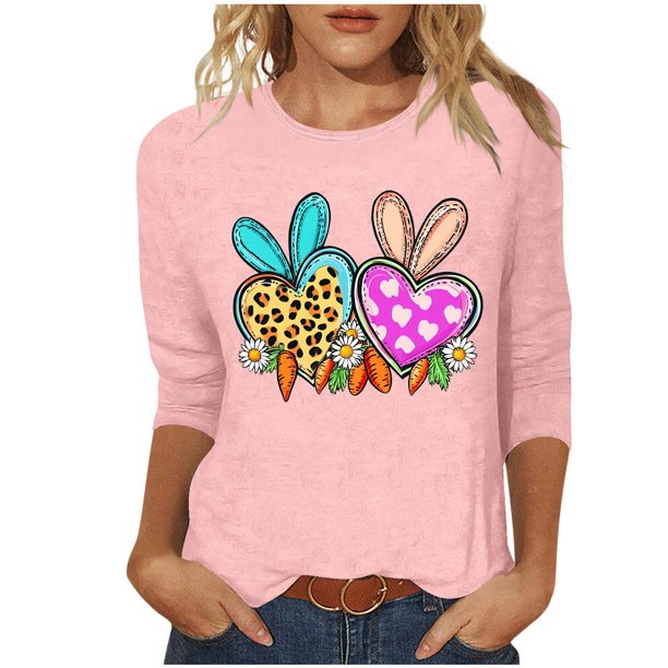 Camisetas Casuales de las Mujeres Impresas 3/4 Manga Cuello Redondo Blusa, Moda Ligera Superior para el Hogar Y el Uso Diario, Cómoda Imitación de la Tela Del Estante