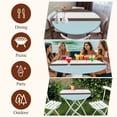 thumbnail image 7 of Blue Brown Morocco Round Tablecloth, Fitted Table Cover with Elastic for 36"-44" Round Tables, Geometric Stripes Aqua Stitching Table Cloth Outdoor Indoor Dinning Party Waterproof Tablecloths, 7 of 7