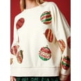 thumbnail image 6 of FEORJGP Women’s Christmas Sweatshirts Long Sleeve Pullovers Sparkle Ball Print Jumpers Crew Neck Oversized Tops Loose Casual Spring Fall Clothes, 6 of 9