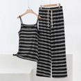 thumbnail image 2 of 2 Piece Outfits Summer Women，Womens Two Piece Striped Set Short Sleeve Crewneck Top and Wide Leg Pants Matching Sets, 2 of 5