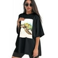 thumbnail image 3 of Plus Size Shirt for Women Black Tops for Women Short Sleeves Shirt for Women Turtle T Shirt Oversized Shirt for Women S, 3 of 5
