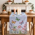 thumbnail image 2 of Table Runner - 60 Inch Long, Blue Pink Flowers Kitchen Dining Table Runner Dresser Scarves, Spring Floral Butterfly Elegant Pastoral Farmhouse Decor for Coffee Tables Wedding Party Banquet, 2 of 8