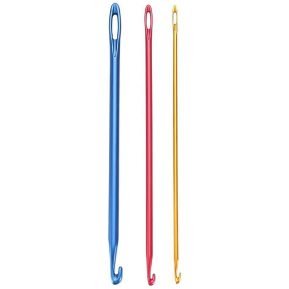 3pcs Afghan Tunisian Aluminium Crochet Hook Set Knitting Needle Hand Knit Tool with an Eye Knitting Sewing Needles Crochet Hooks(6.5inch)