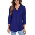 thumbnail image 1 of Sexy Dance Top de mujer con manga 3/4 y blusa holgada con cuello en V, 1 of 7