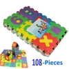 108-Pieces Multicolored Alphabet Numbers Interlocking Puzzle Foam Play Mat for Kids Baby