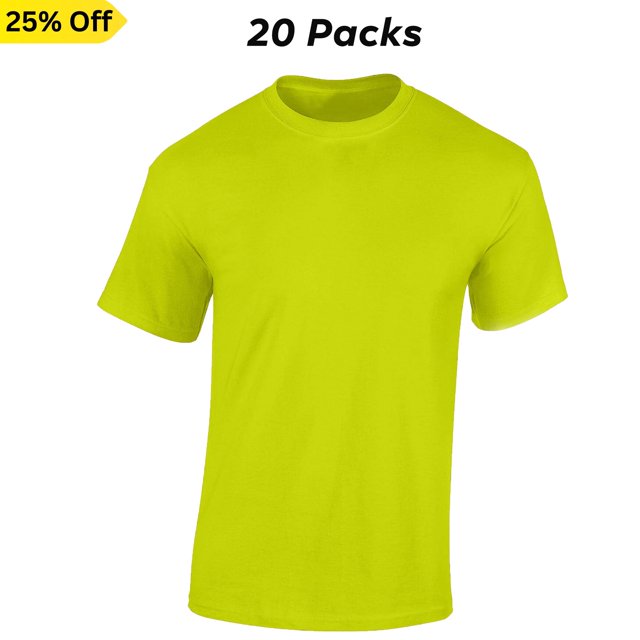 Radyan Meilleur T-Shirt de Sécurité Haute Visibilité à Manches Courtes, Lot de 20 - 100 % Polyester, Taille : Adulte