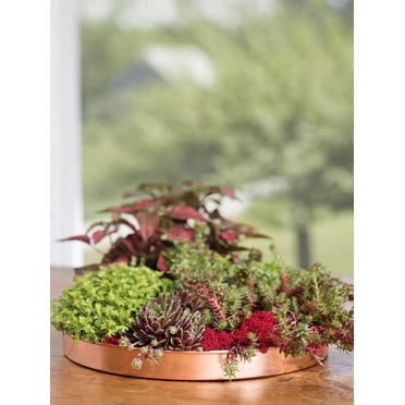 Large Round Copper Plant Tray 14in