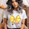 thumbnail image 2 of Yellow Pencil Bow Teacher Shirt – Cute Minimalist Teacher Gift Tee, Navy, Size XL, 2 of 6