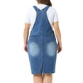 thumbnail image 4 of DARING DIVA Women's Plus Denim Overall Adjustable Strap Dress 1X Blue, 4 of 6