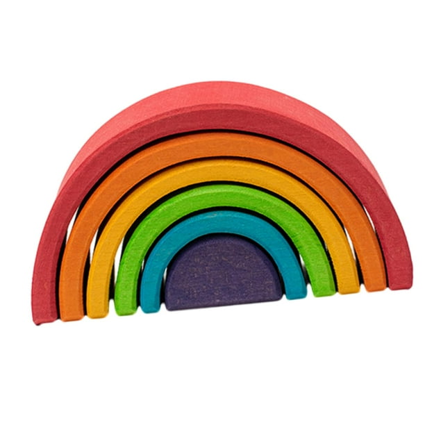 Mini juguete apilable de madera con arcoíris, juguete educativo, juguetes de construcción. Estilo A