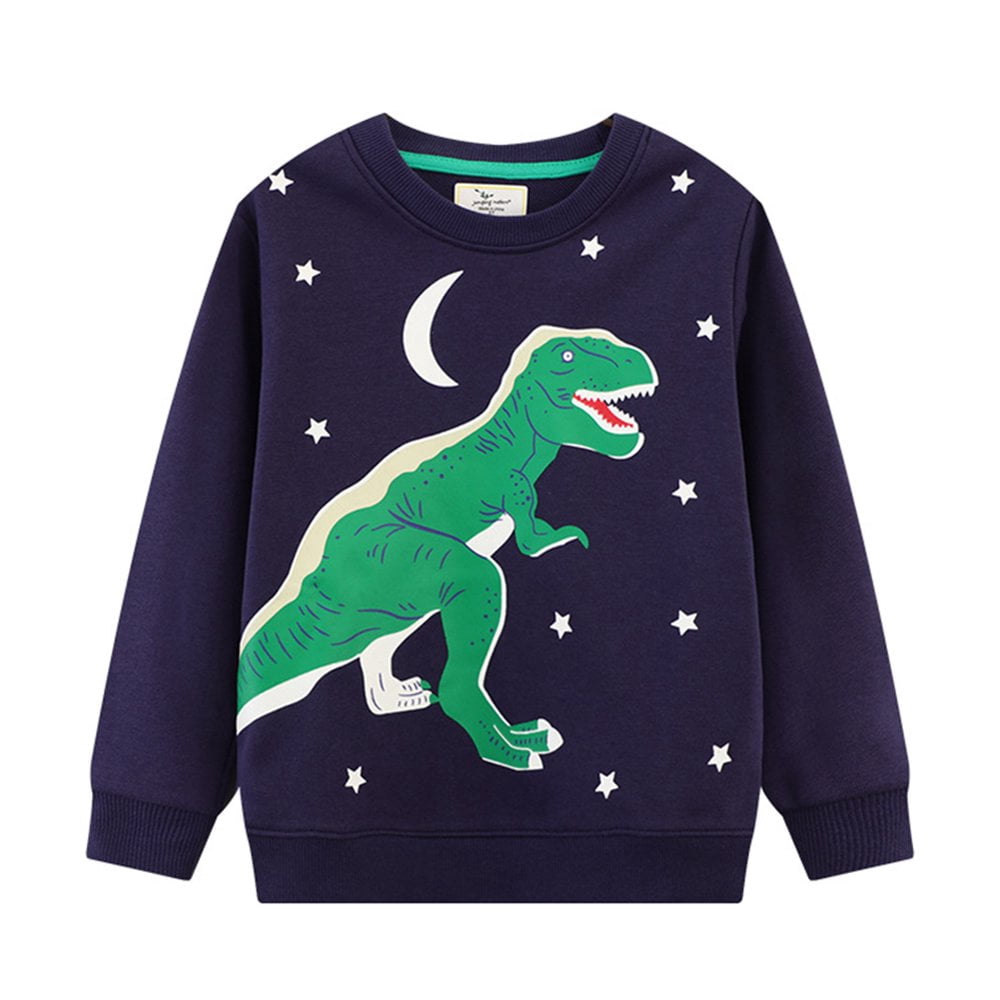 Sweatshirt Garçon FILOWA - Manches Longues, Col Rond, Motifs Dinosaure/excavatrice/Père Noël - Coton Doux, Tailles 2-7 Ans - 6