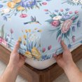 thumbnail image 3 of Twin XL Size Fitted Sheet Set - Pink Blue Flowers 2 Piece Bedding Sets 16" Deep Pocket Fitted Sheet with 1 Pillowcases, Spring Floral Pastoral Birds Leaves Brushed Microfiber Hotel Luxury Bed Sheets, 3 of 9