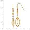 thumbnail image 2 of Boucles d'Oreilles Pendantes Ovales en Or Tricolore 14K et Jaunes, 2 of 2