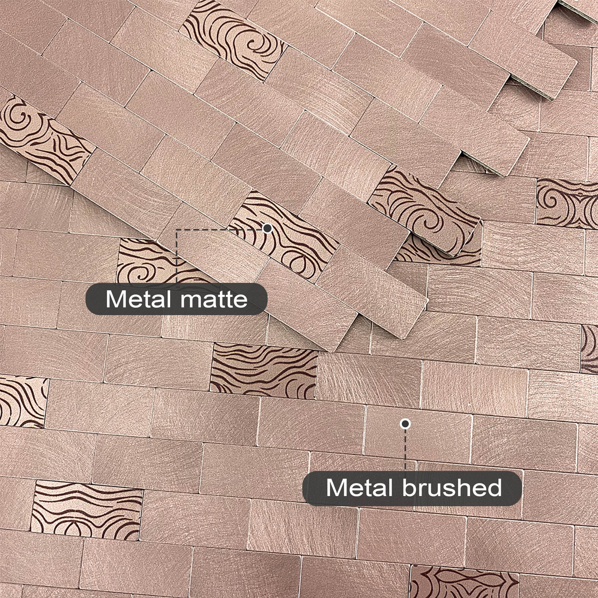 BeNice Peel and Stick Backsplash Kitchen Backsplash Tile Stickers Metal Rose Gold