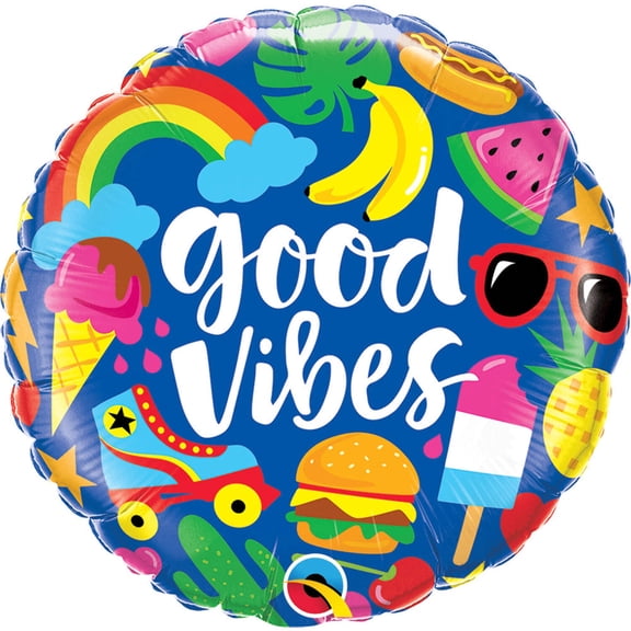 18 inch Good Vibes Foil Mylar Balloon - Party Supplies Decorations