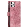 thumbnail image 4 of For iPhone 14 Plus Wallet Case,PU Leather Pressed Sunflowers Leather Zipper Flip Wallet Multi Card Slots Photo Frame Phone Bag Case , Pink, 4 of 9