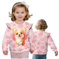 thumbnail image 2 of Garronmavis Cute Corgi Pullover Sweatshirt Stylish Casual Long Sleeve Fall Winter Tops Breathable Pullover Drop Shoulder Sweater Top 2T Girls Crewneck Sweatshirt for Daily Life, 2 of 7