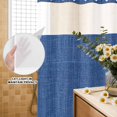 thumbnail image 3 of No Hook Shower Curtain, Navy Blue Shower Curtains for Bathroom with See Through Top Window, Vintage Country Monochrome Farmhouse Waterproof & Washable Bath Curtain Stand Up Stall 36"x72", 3 of 9