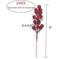 thumbnail image 2 of 24 pcs Christmas Berries Stems Artificial Red Berry Stems for Christmas Tree Ornaments Crafts Holiday and Home Decor (Red), 2 of 3
