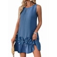 thumbnail image 2 of Women'S Dress Sleeveless Ruffle Short Dresses Cute Summer Tank Dress Blue S, 2 of 10