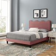 thumbnail image 2 of Platform Bed Frame, Queen Size, Pink, Velvet, Bedroom, Modern Contemporary Boutique HB35300, 2 of 12