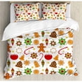 thumbnail image 3 of Gingerbread Man Duvet Cover Set Twin Size, Festive Christmas Icons Graphic Pattern Star Figures Cookies Apples Bells, Decorative 2 Piece Bedding Set with 1 Pillow Sham, Multicolor, by Ambesonne, 3 of 3