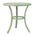 thumbnail image 3 of Outdoor Round Side Table, Light Green Powder-Coated Metal Frame, Adjustable Non-Slip Feet, Compact End Table, for Patio Balcony Living Room Bedroom, 3 of 7