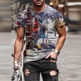 thumbnail image 2 of Blusa de camiseta de manga corta con estampado casual retro de moda para hombre Pompotops oipoqjl3597, 2 of 8