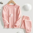 thumbnail image 5 of Riecok Girls Thermal Underwear Sets Long Sleeve Solid Color Pullover Tops and Long Pants Soft Comfortable Bottom Sets, 5 of 8