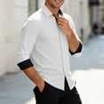 thumbnail image 6 of Stamzod Button Up Shirt Men Business Casual Color Block Long Sleeve Office Dress Shirts Men's Clothing White L, 6 of 7