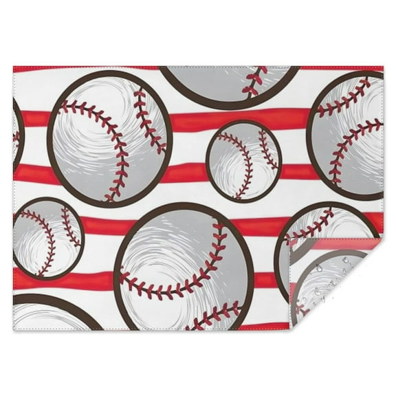 Red and White Striped Baseballs Pattern Rectangle Tablecloth 60"x84",Waterproof Polyester Rectangle Table Cloth, Wipeable Spillproof Polyester Tablecloth for Dining, Camping, Indoor and Outdoor