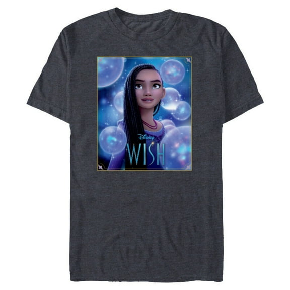Disney Wish Asha Character Poster Image and Movie Logo - Short Sleeve Blended T-Shirt for Adults - Customized-Navy Heather