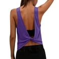 thumbnail image 2 of Pounoo Womens Workout Tops Sleeveless Twisted Back Solid Color Athletic Shirts Casual Loose Lightweight Soft Comfy Gym Wear Gift, 2 of 9