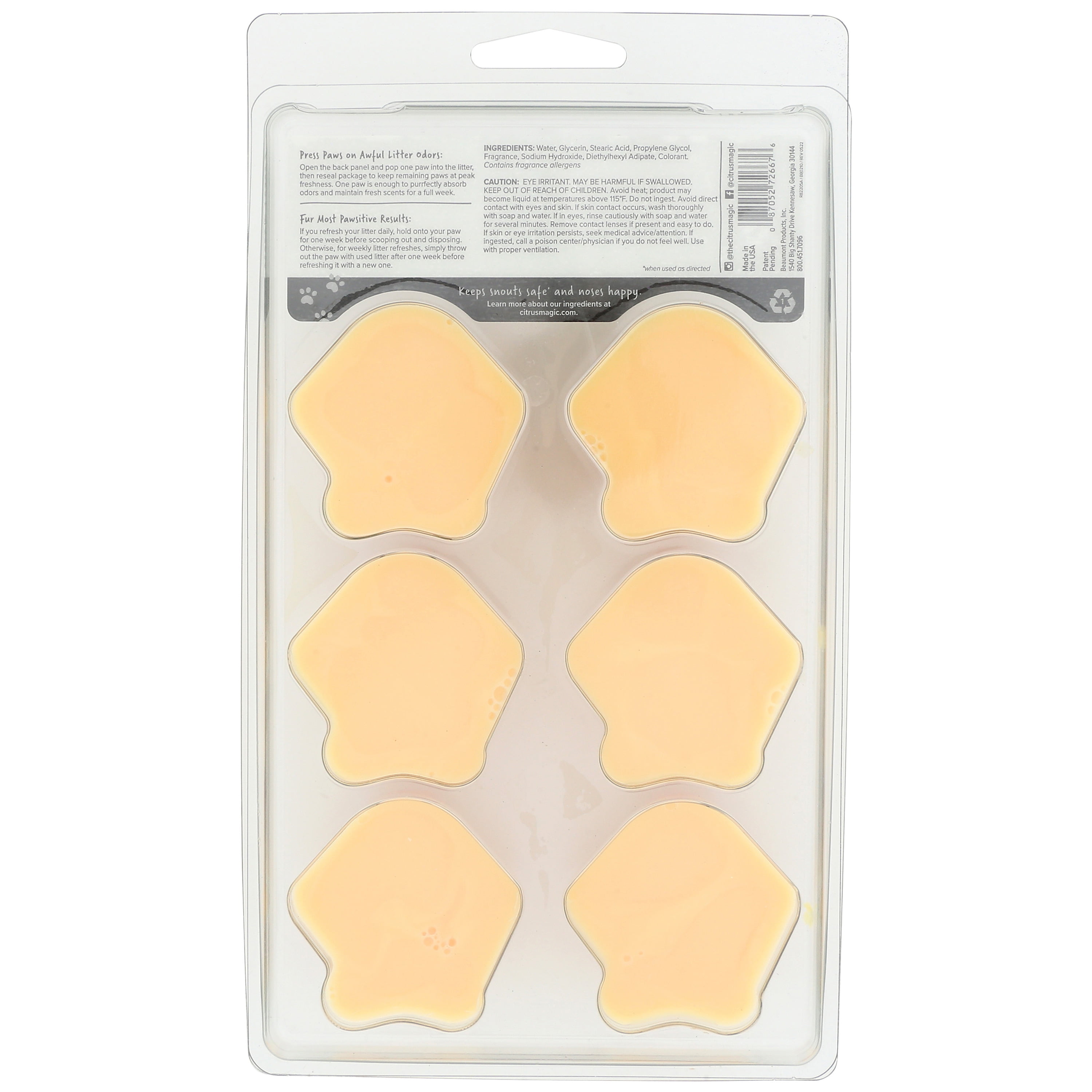 Citrus Magic Pet Odor Control Pods for Litter Ocean Breeze, Pack of 6, 6-Count Each